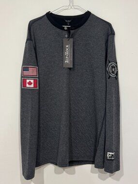 Alp N Rock Mens Holimont Long Sleeve Henley Size L Heather Grey Black